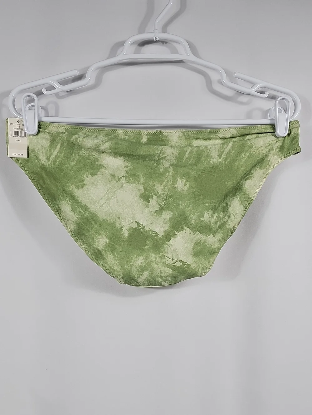 NWT Aerie Green Tie Dye Daisy Embroidered Bikini Bottom Size L Swim Boho Earthy
